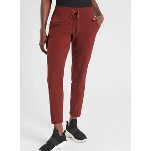 Athleta Midtown Ankle Pant in Dried Cinnamon Brown Rust Red Utility Athleisure 2